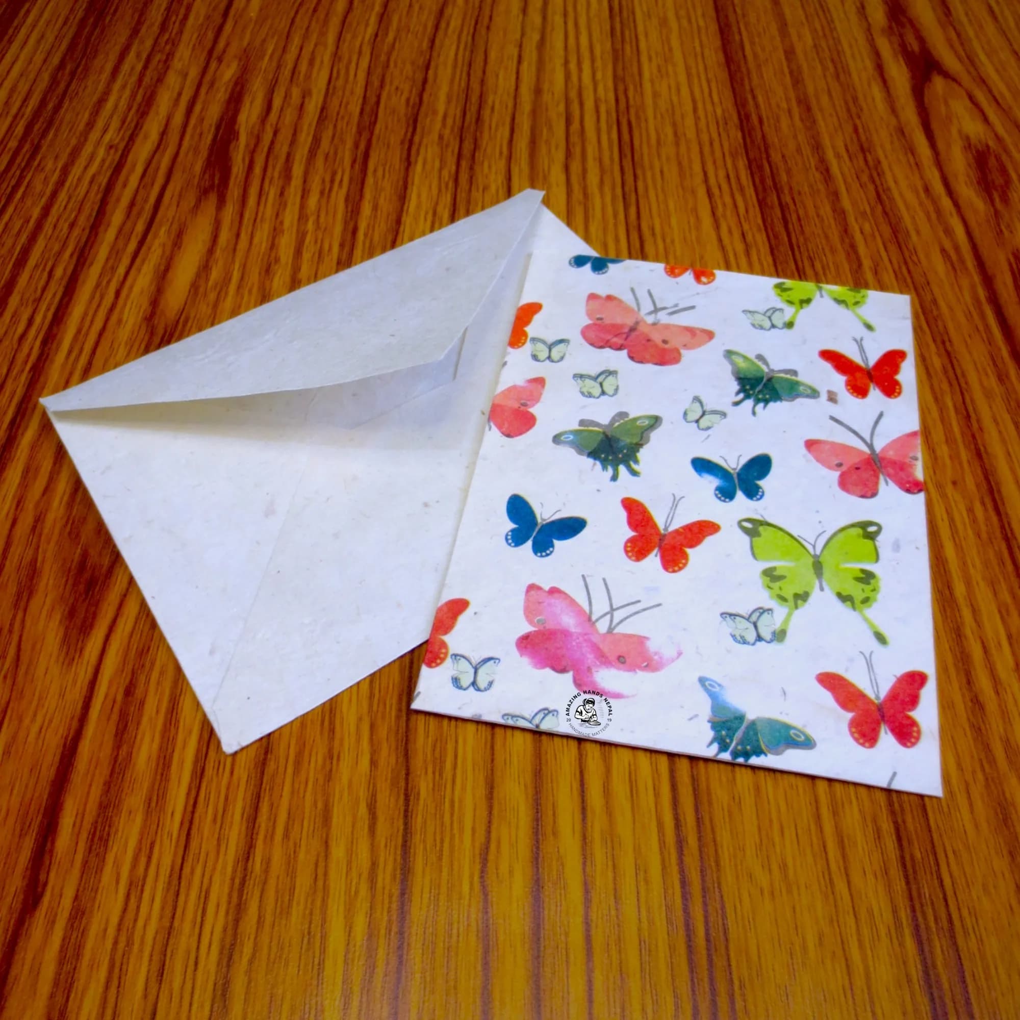 Nepali Lokta Paper Colorful Butterfly Printed Gift Card