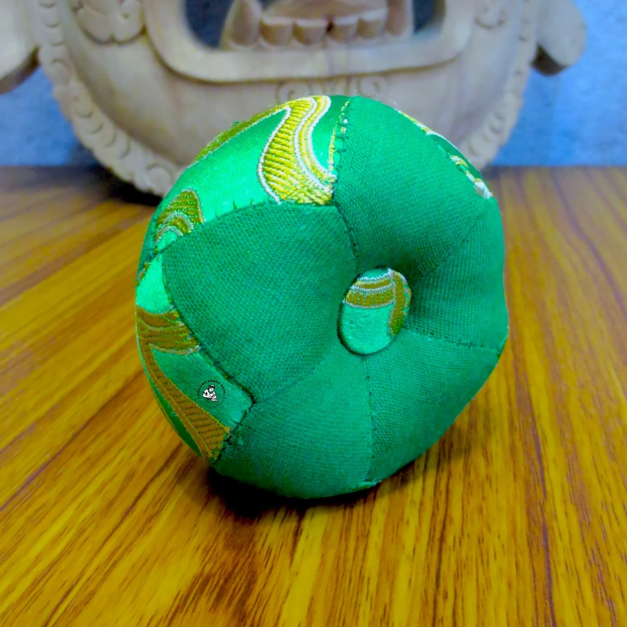 Green Brocade Patched Singing Bowl Cushion