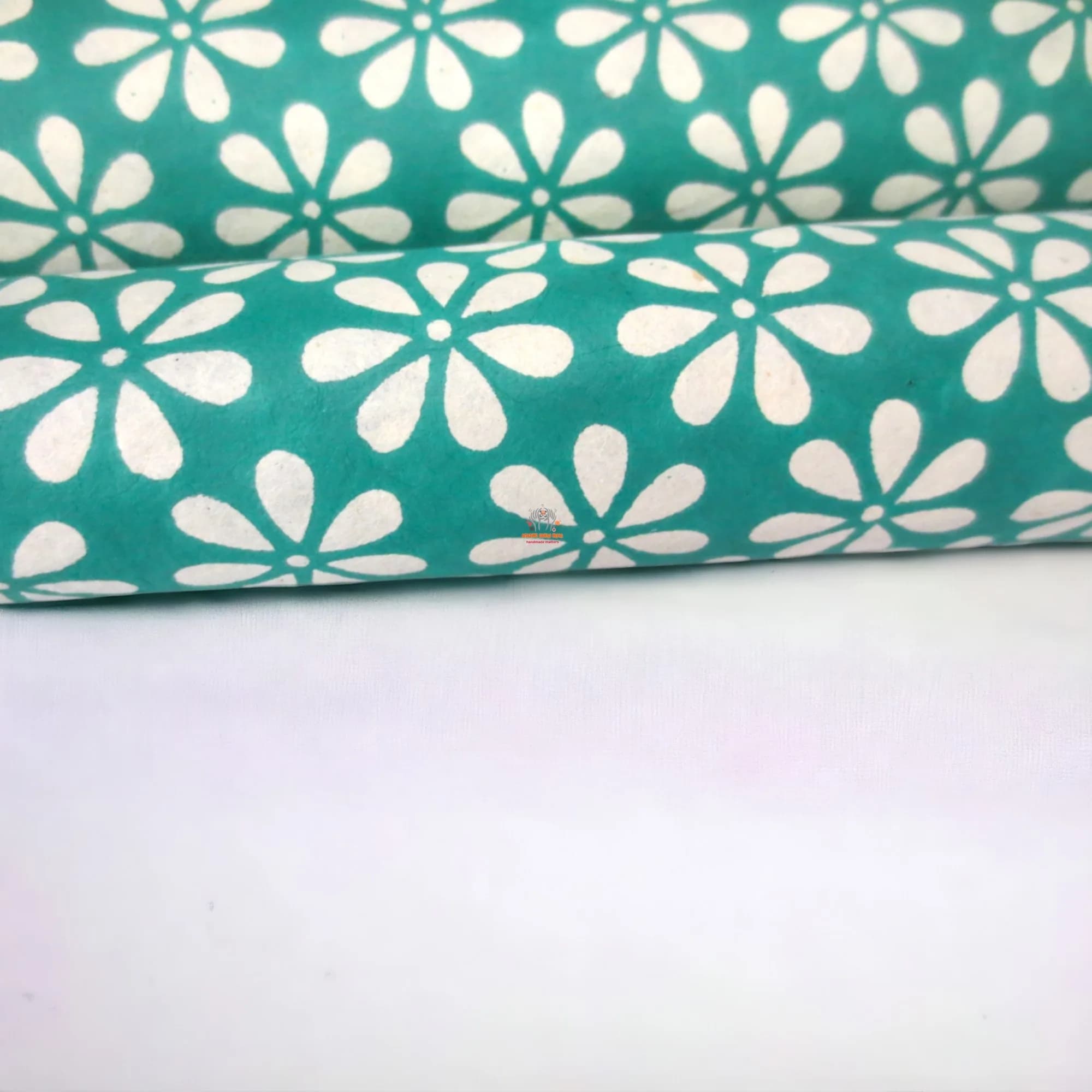 Turquoise Flower Wrapping Paper Sheet