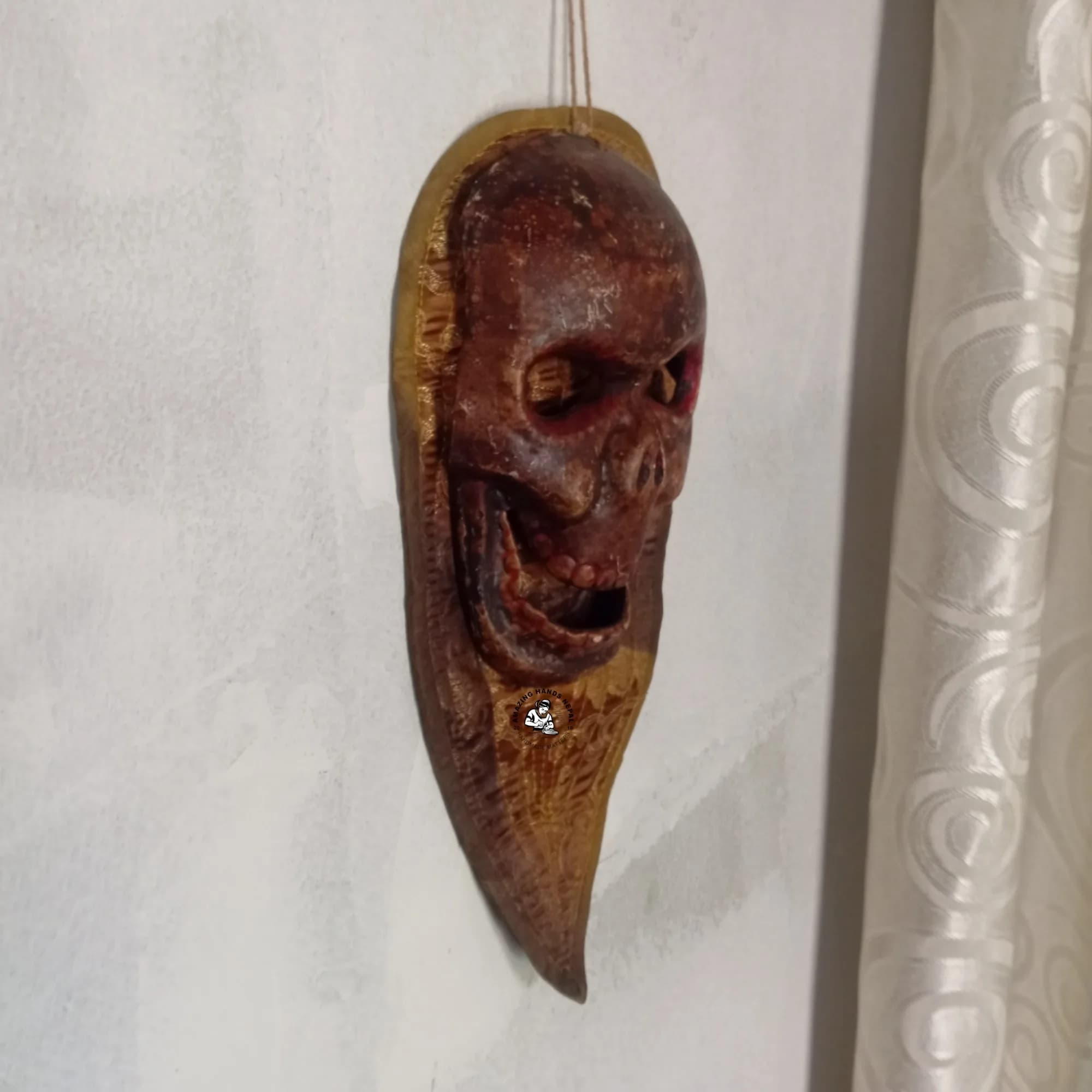 Tibetan Metal Kapala Skull Wall Hanging