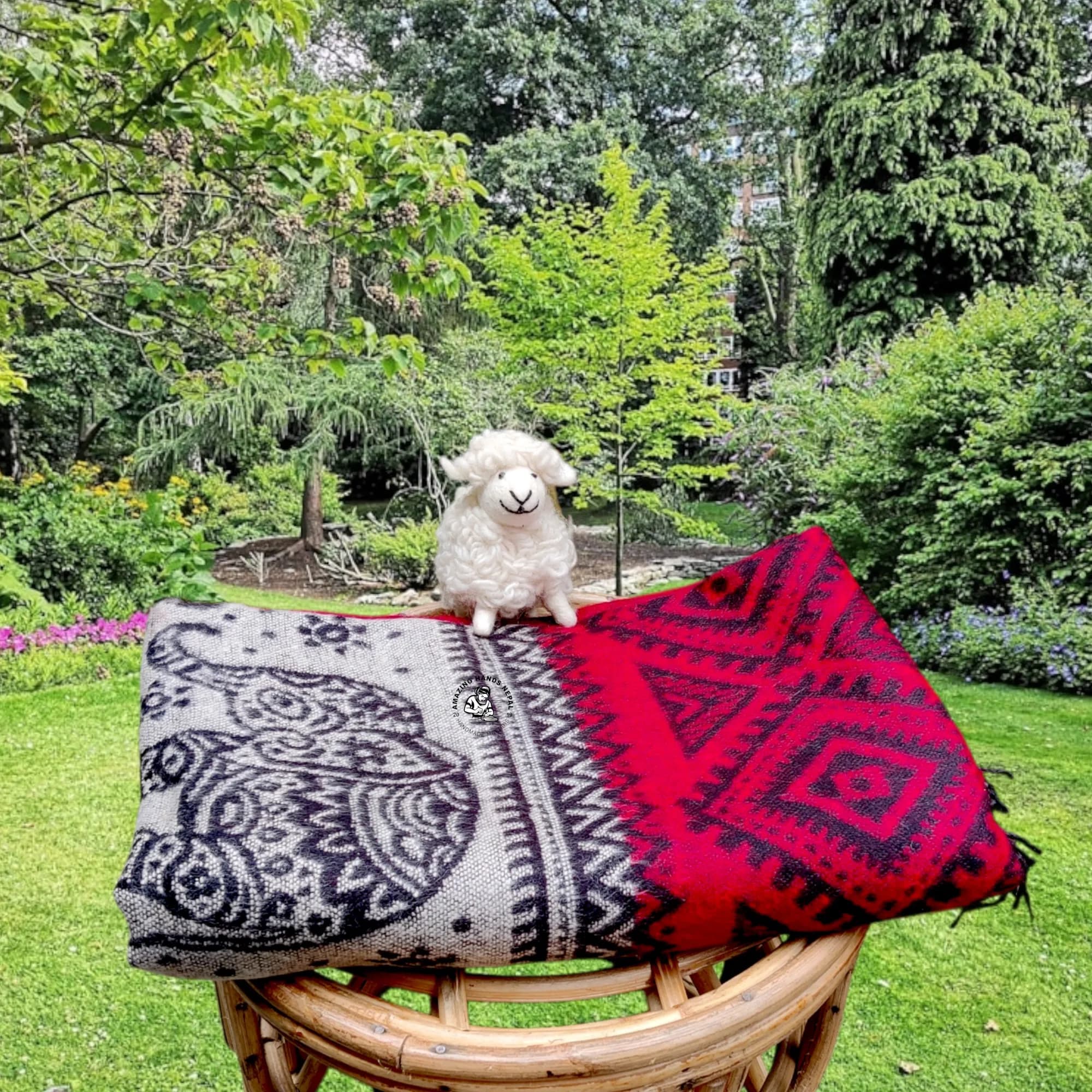 Elephant and Flower Nepali Woolen Shawl