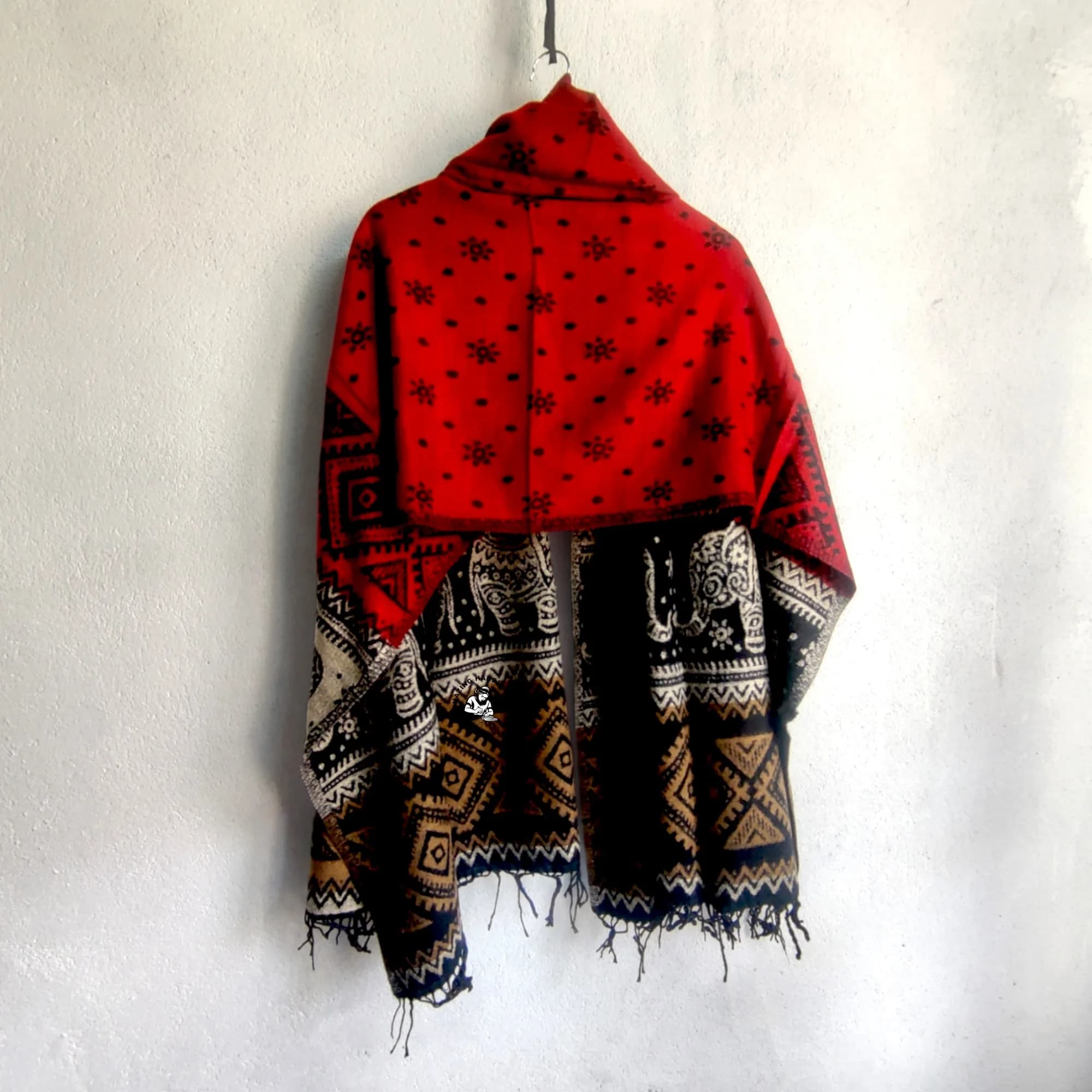 Elephant and Flower Nepali Woolen Shawl