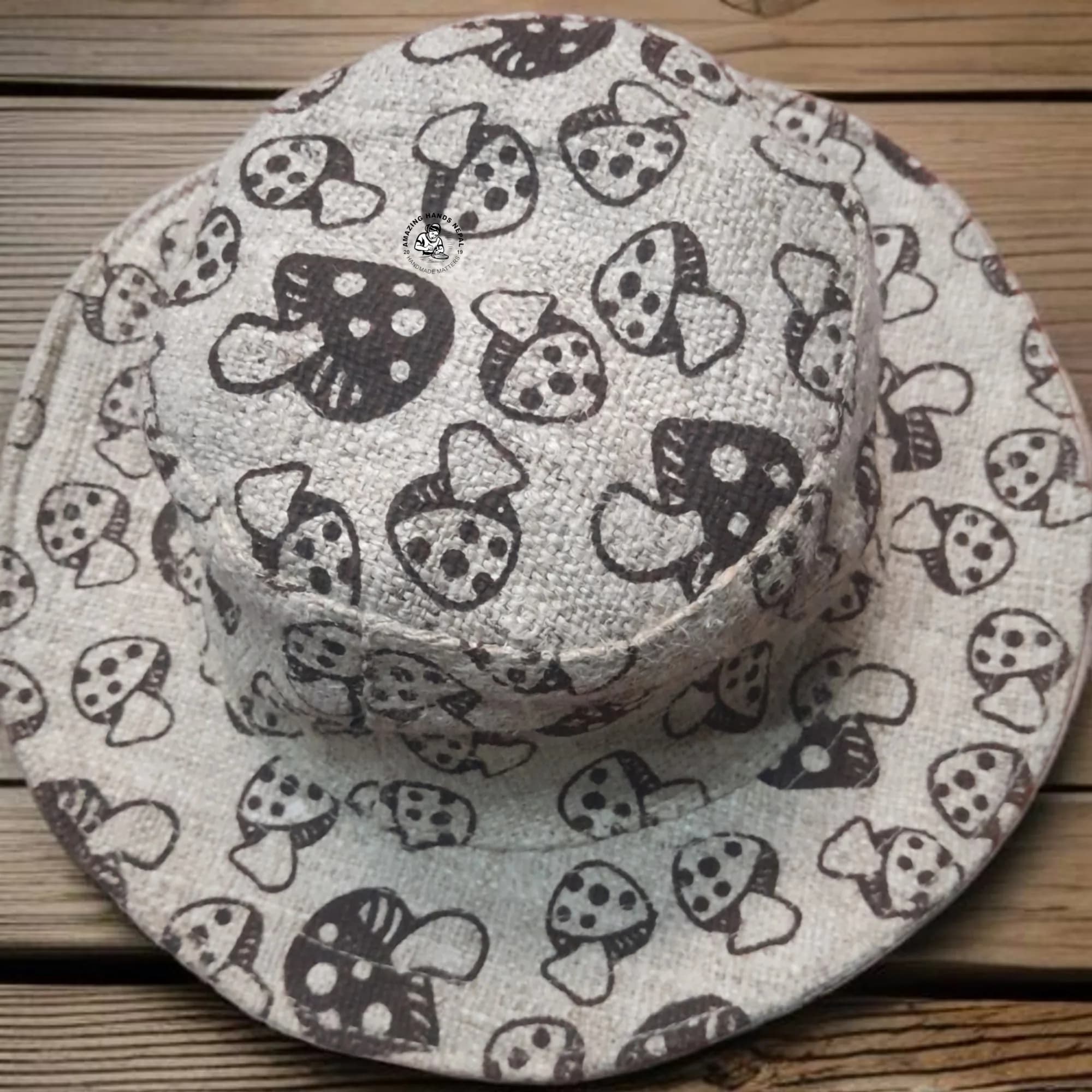 Mushrooms Printed Hemp Bucket Hat