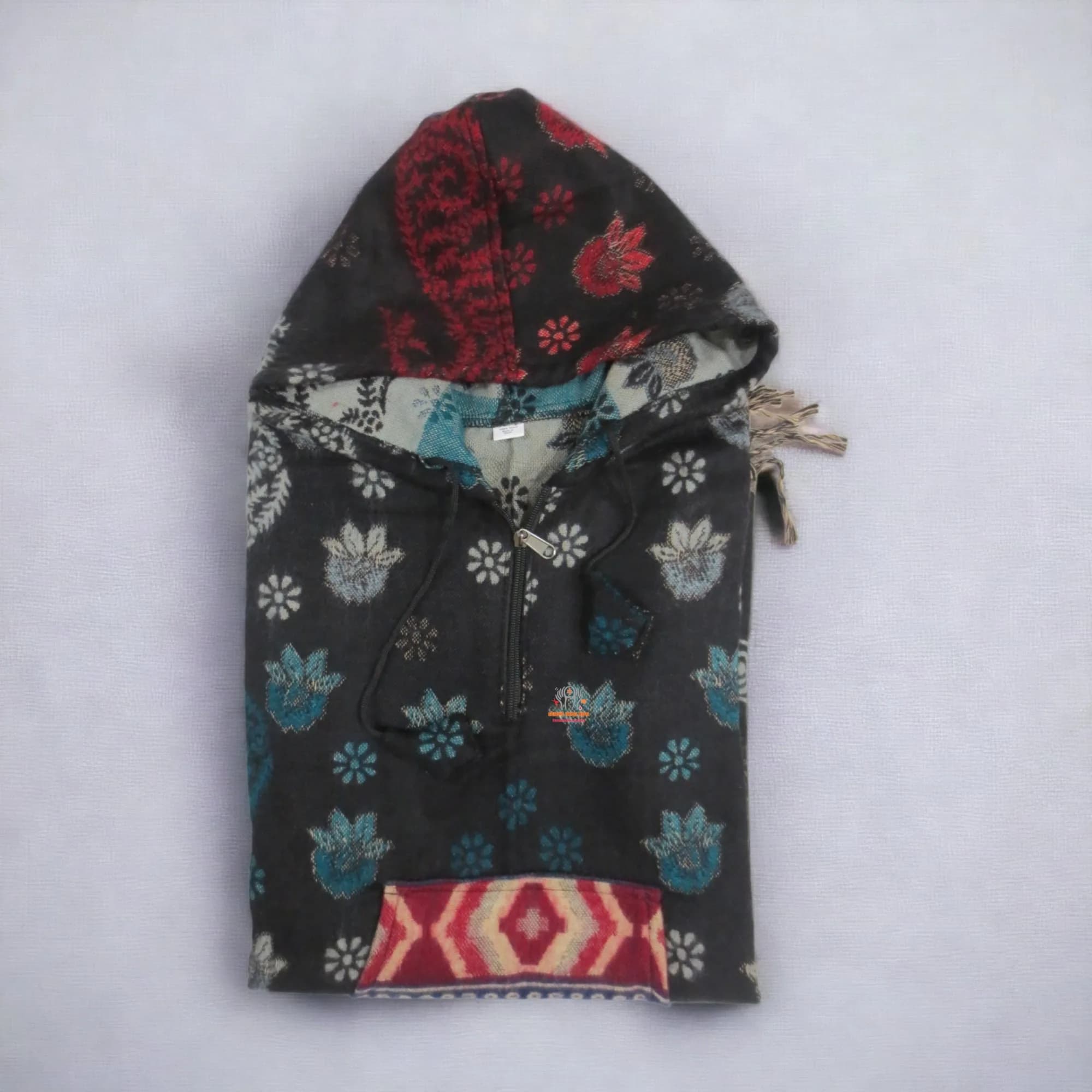 Paisley Flower Woolen Vertical Poncho