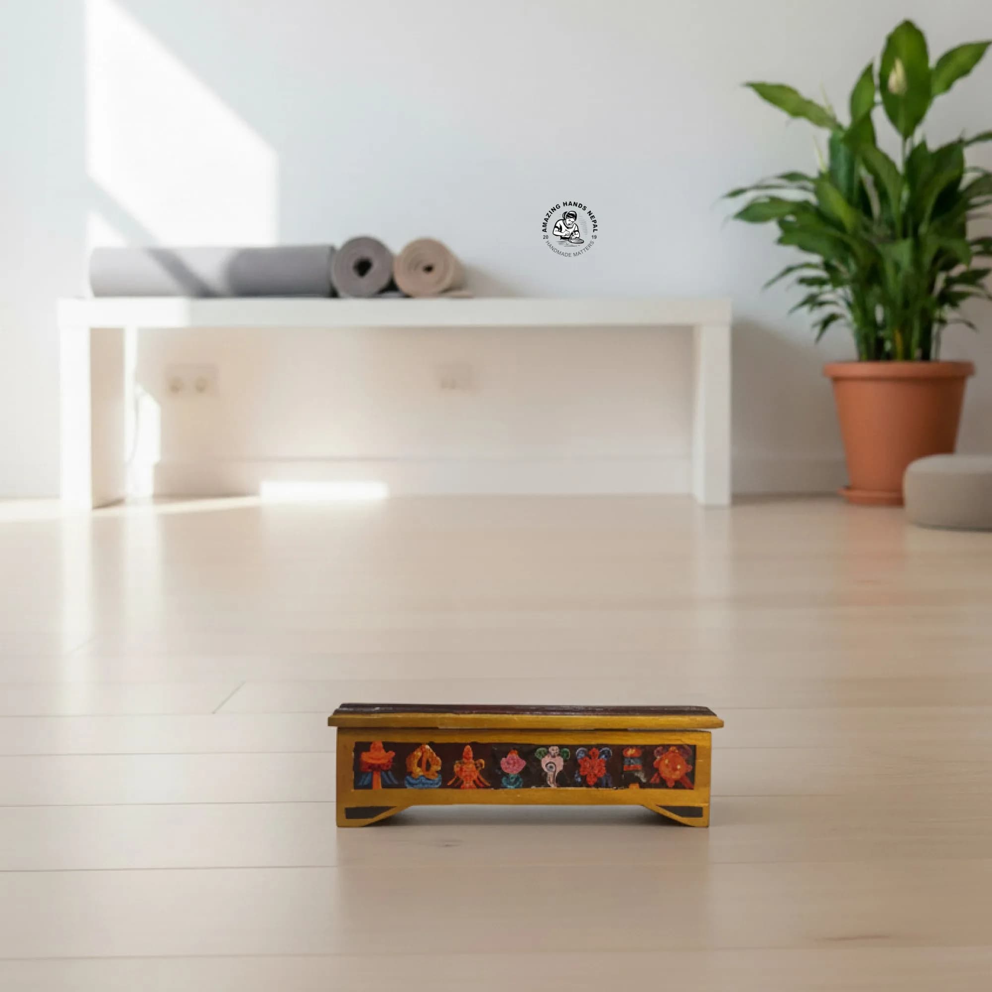 Auspicious Symbols Carving Tibetan Incense Burner