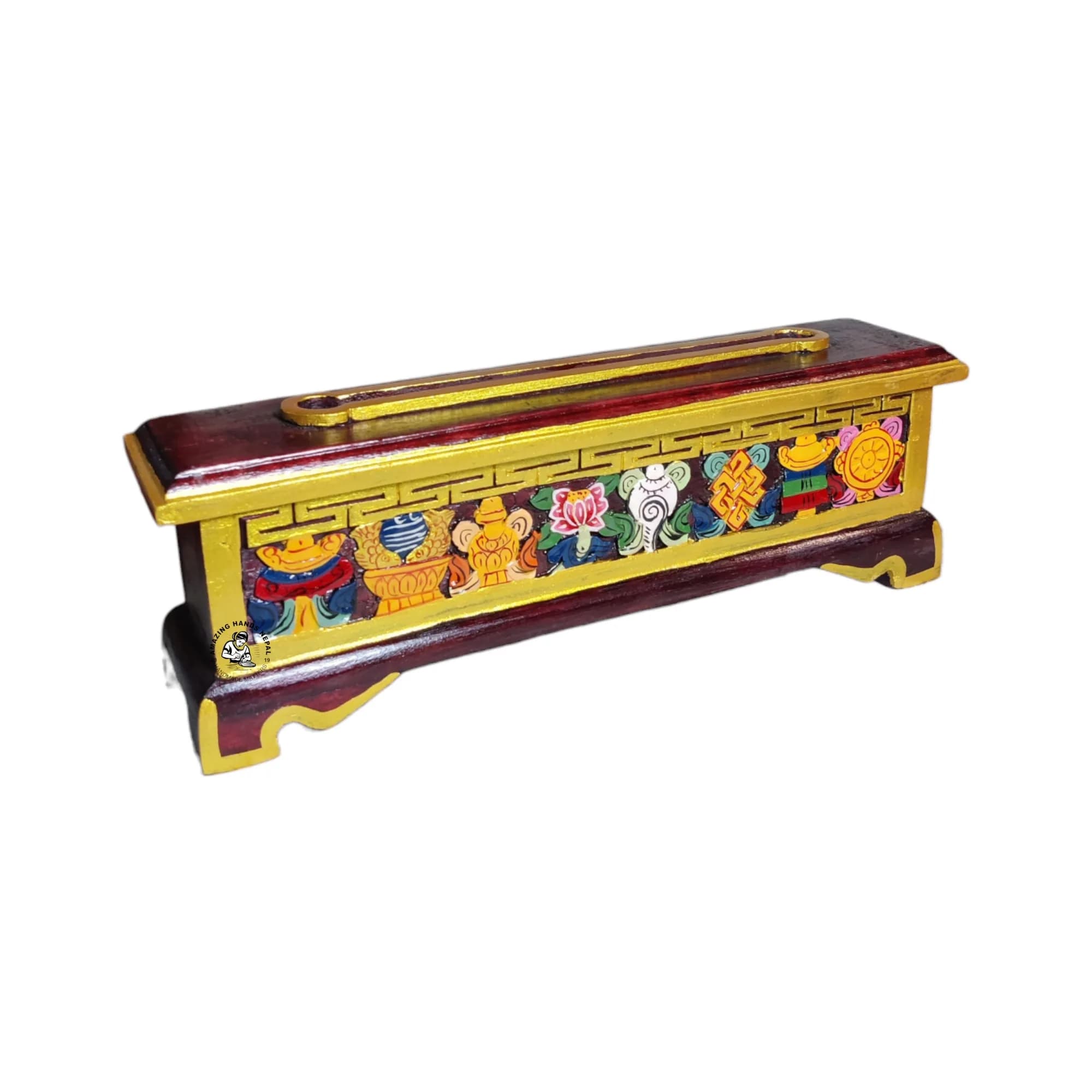 Auspicious Symbols Carving Tibetan Incense Burner