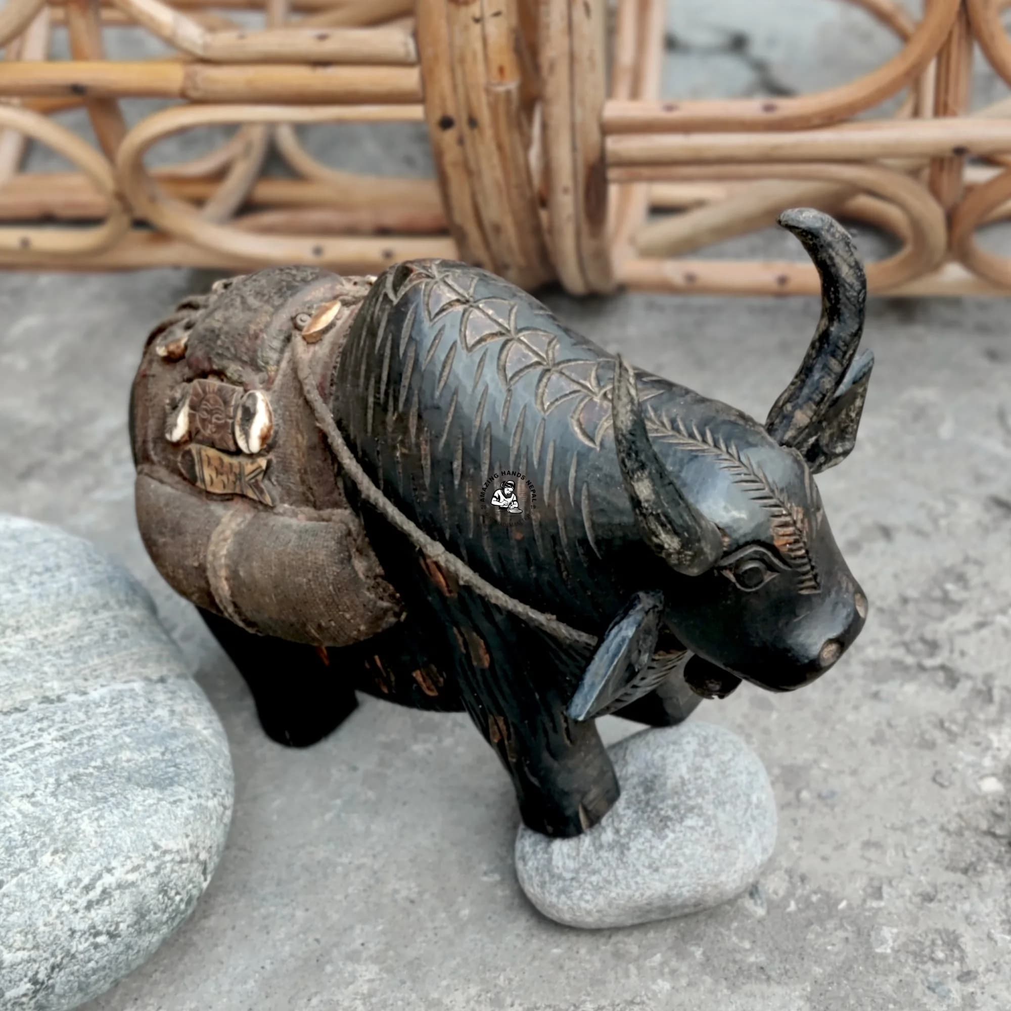 Handcrafted Wooden Yak Statue From Nepal