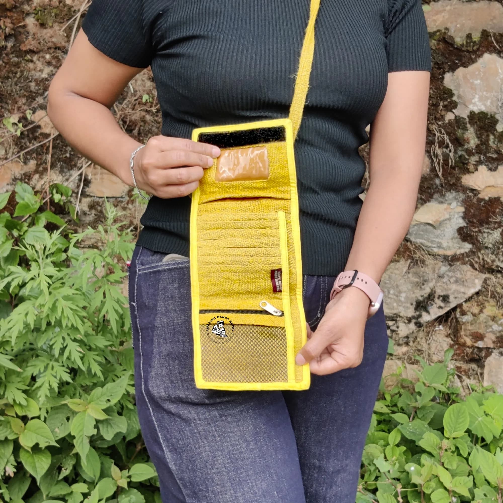 Crossbody Hemp Colorful Wallet Bag