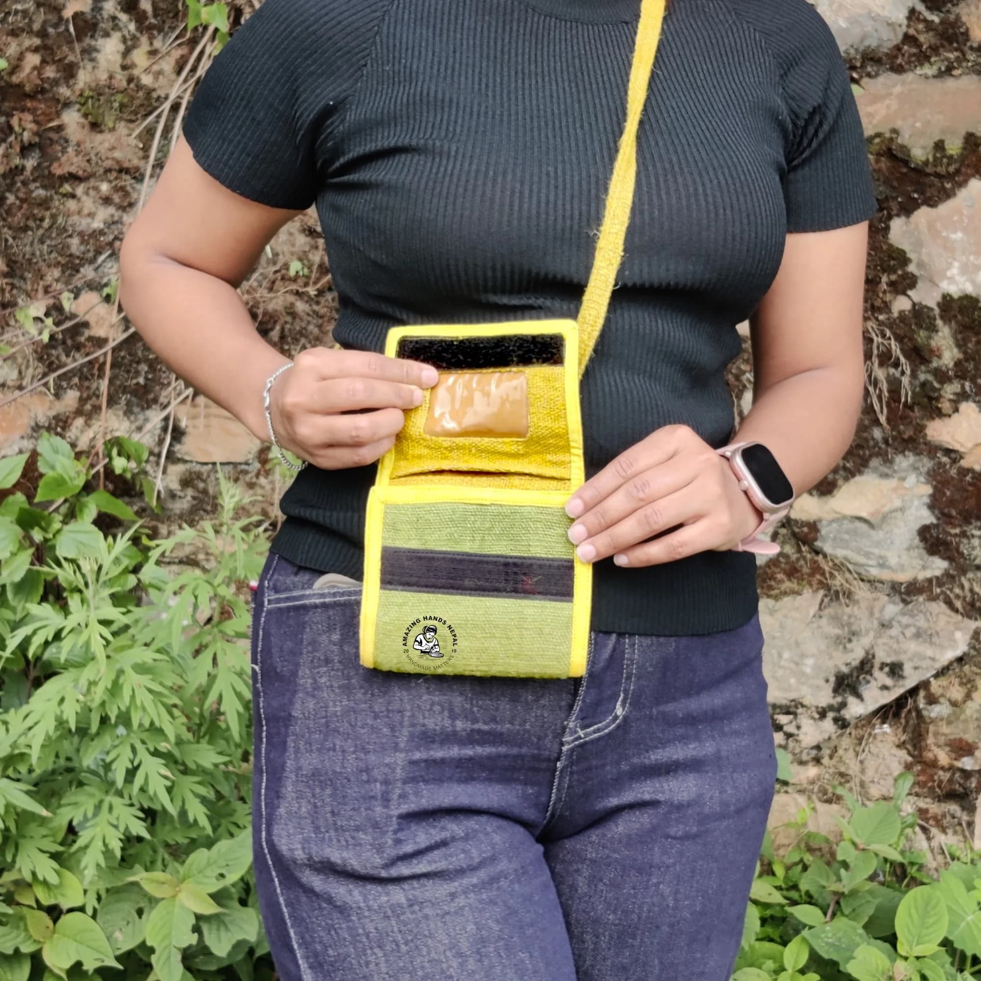 Crossbody Hemp Colorful Wallet Bag