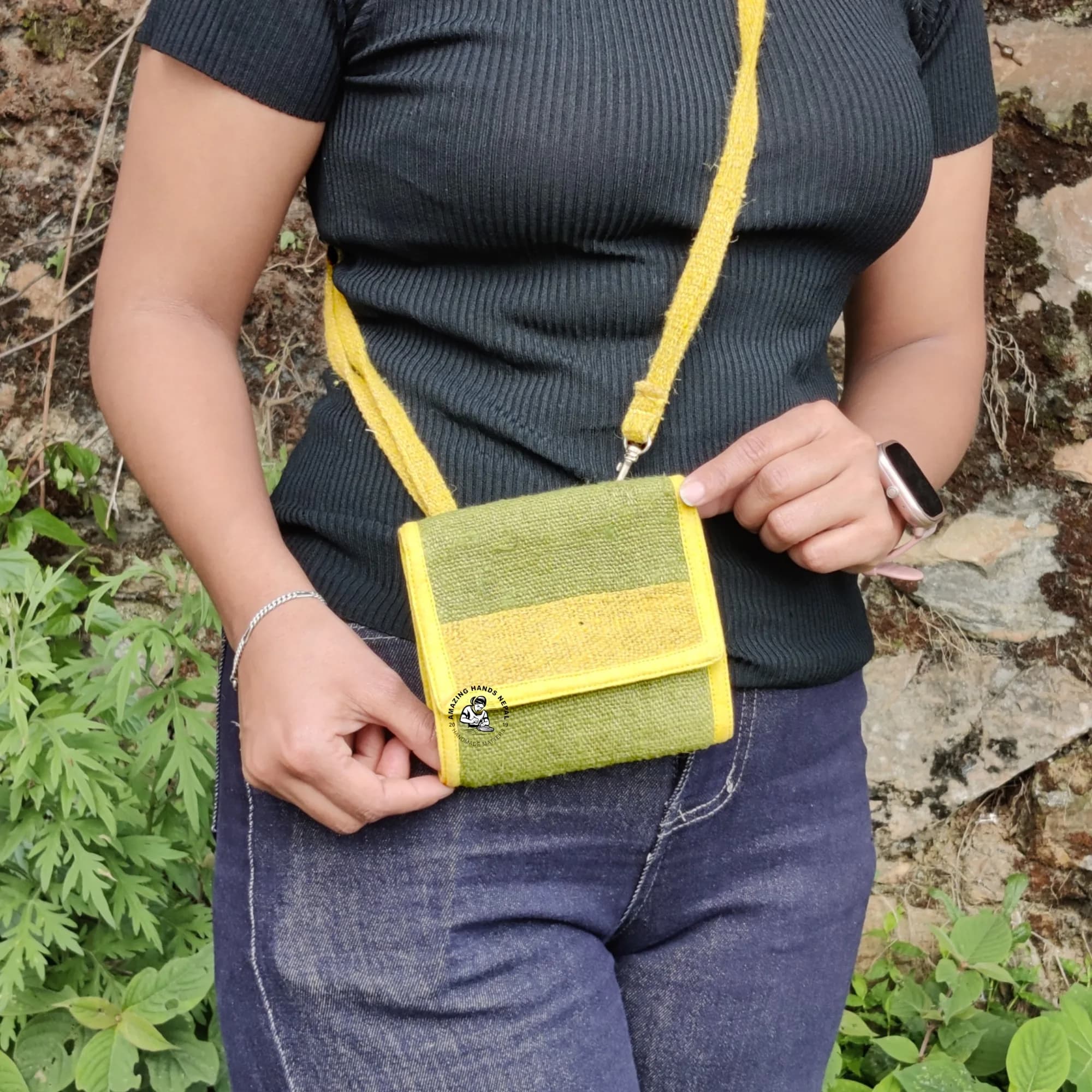 Crossbody Hemp Colorful Wallet Bag