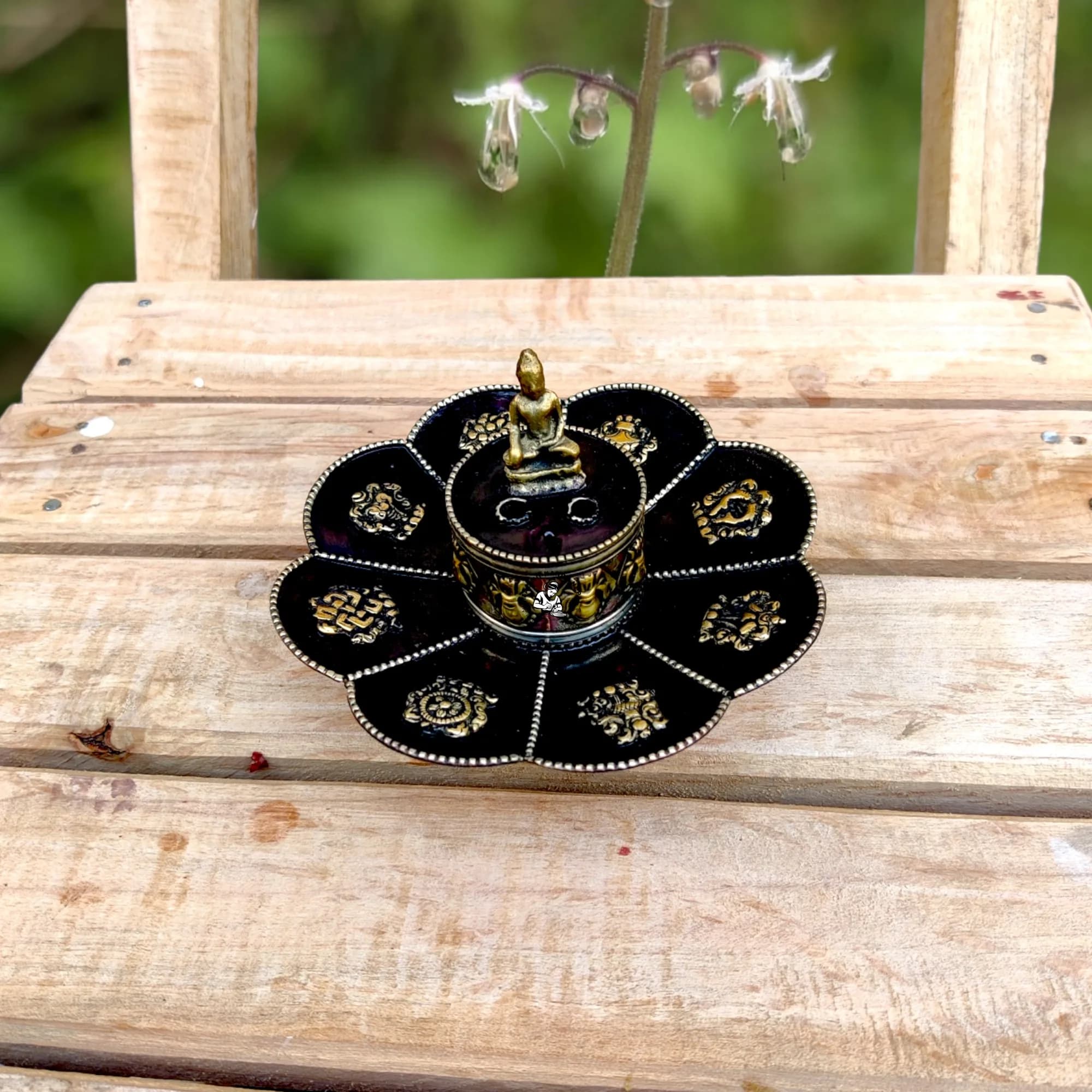 Eight Lucky Symbol Lotus Incense and Candle Holder