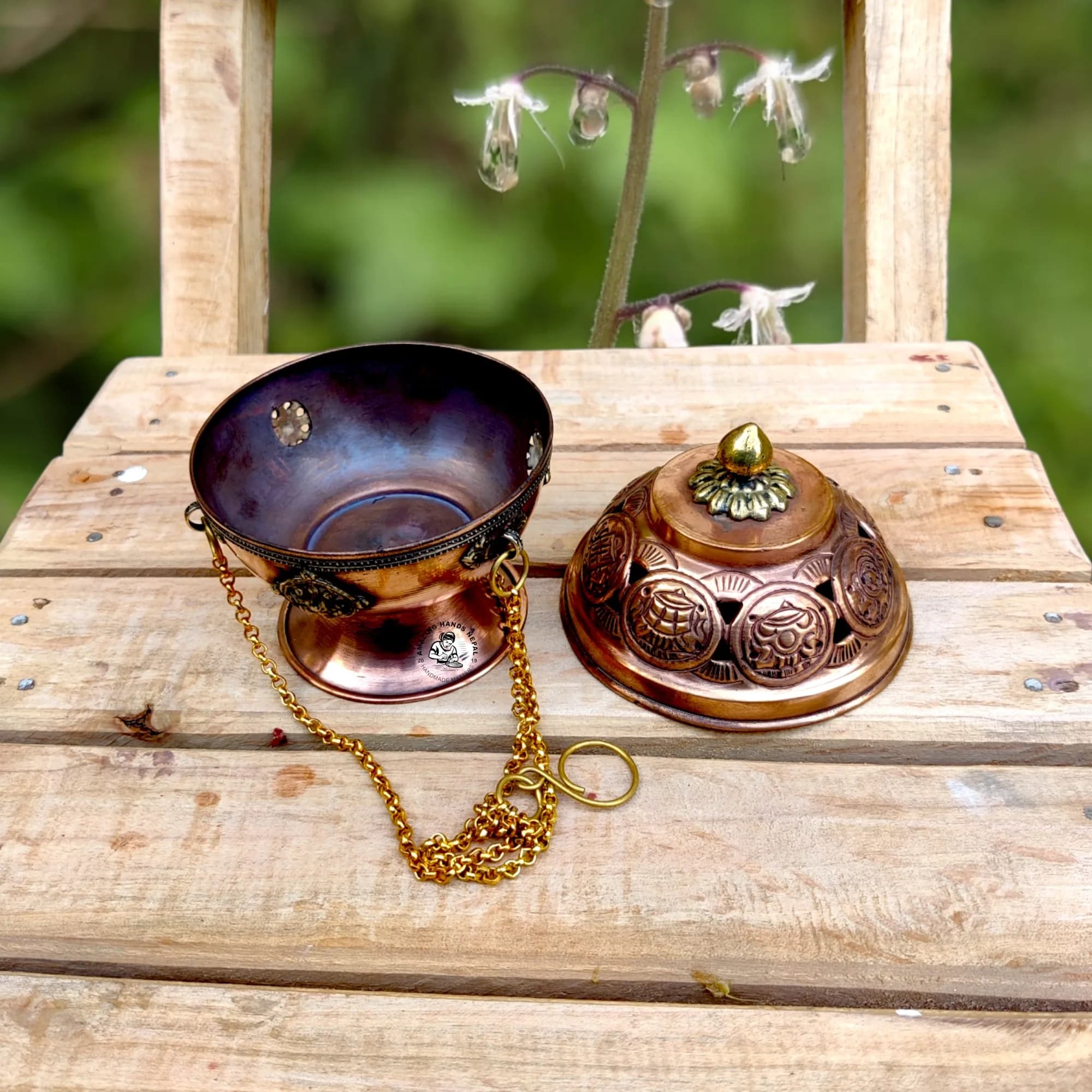Copper Hanging Sang Powder Incense Burner