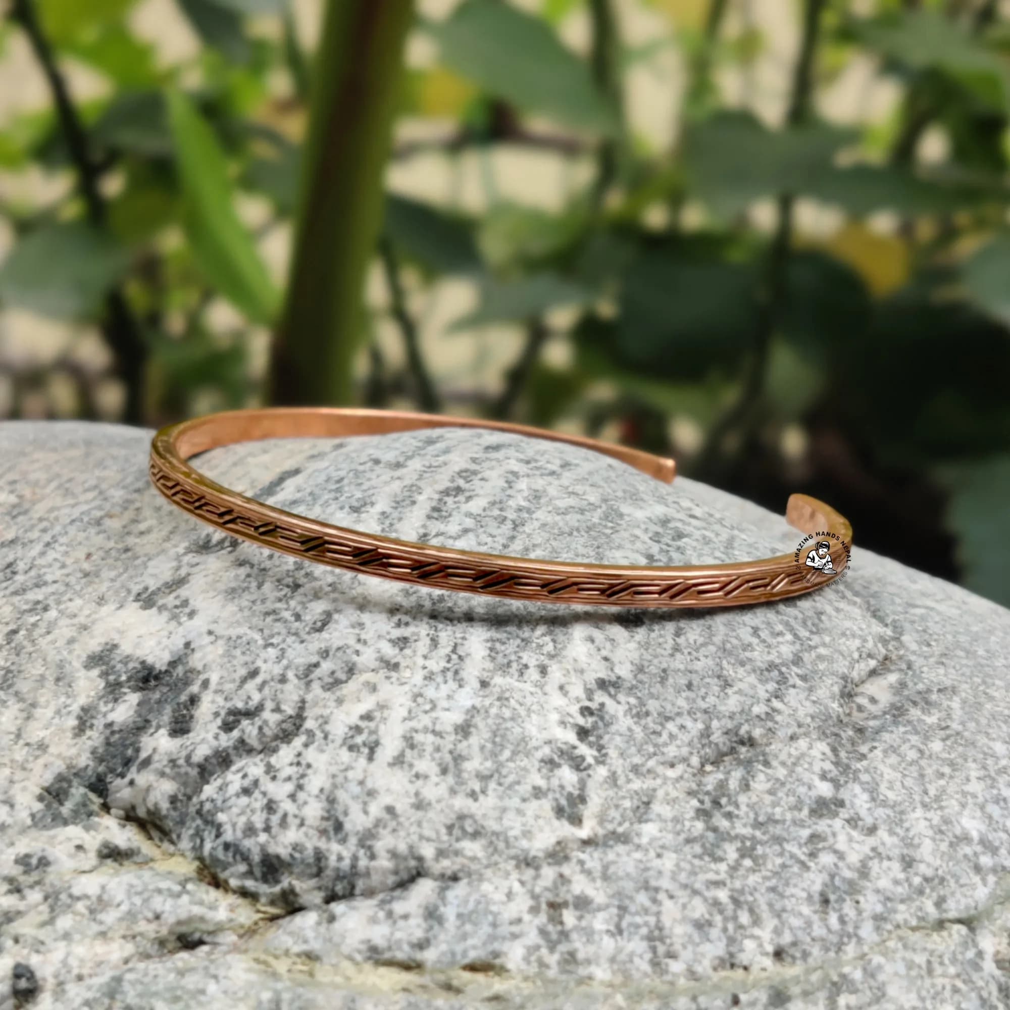 Unique Carved Copper Bracelet