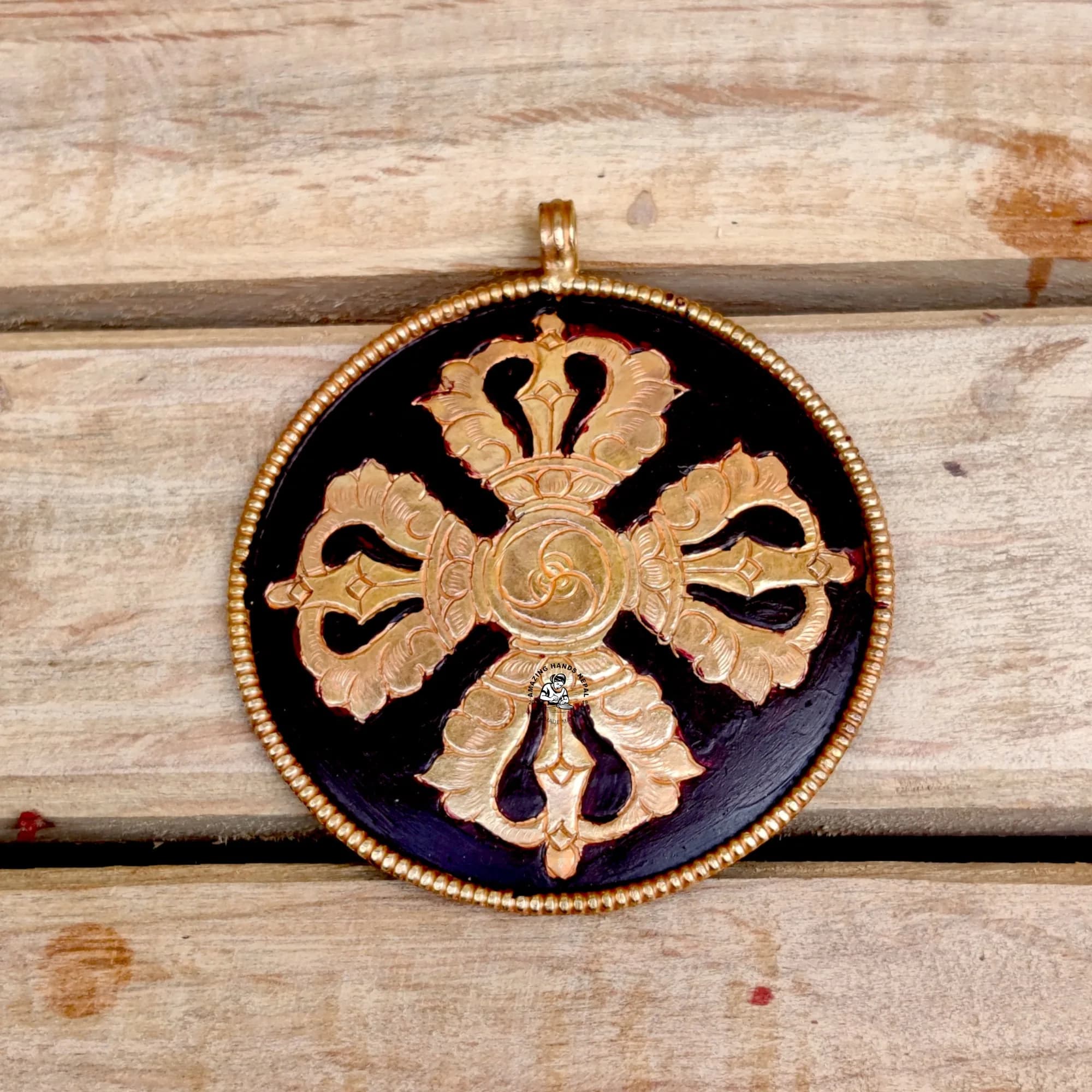 Tibetan Buddhist Copper Melong Amulet
