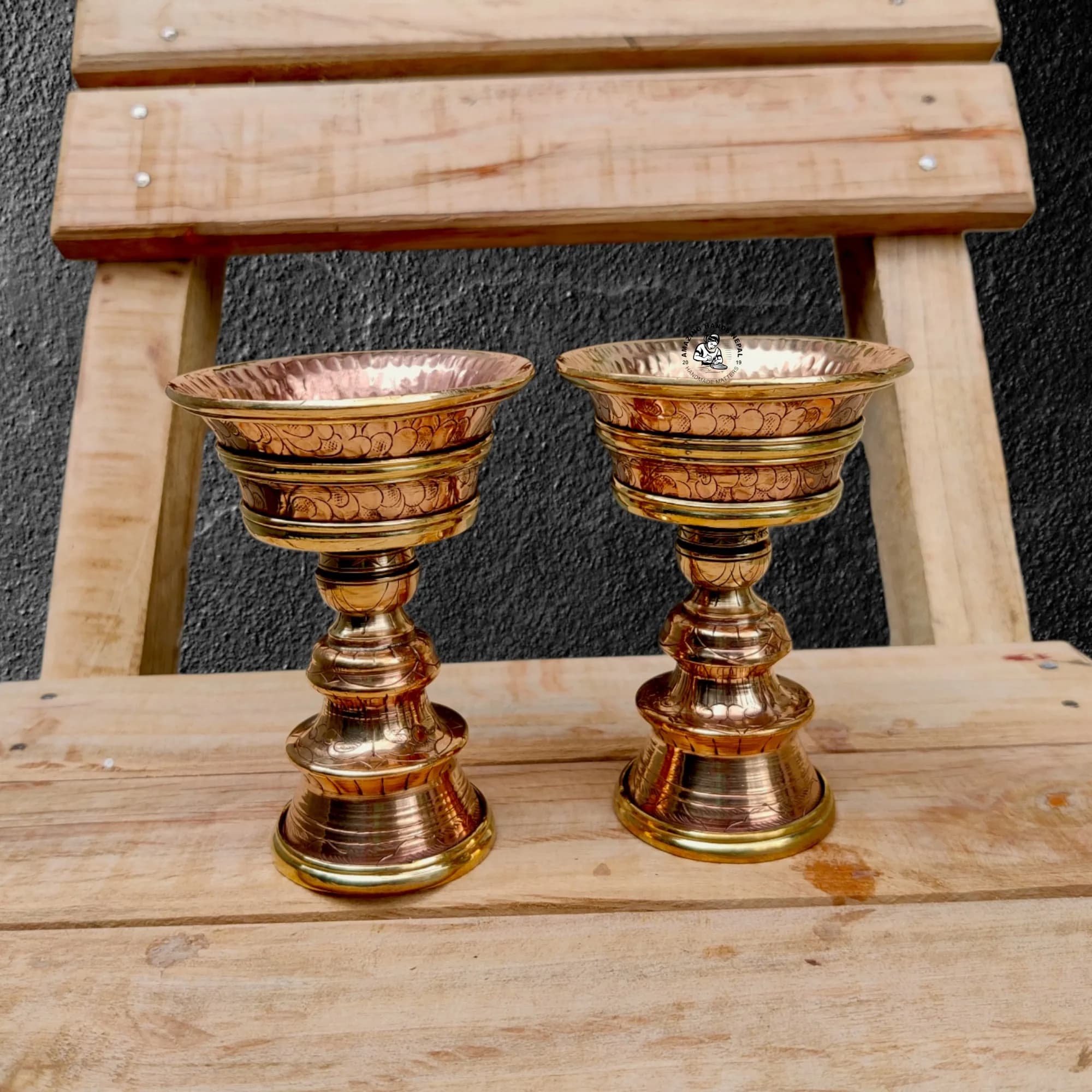 Tibetan Buddhist Copper Butter Lamp Set