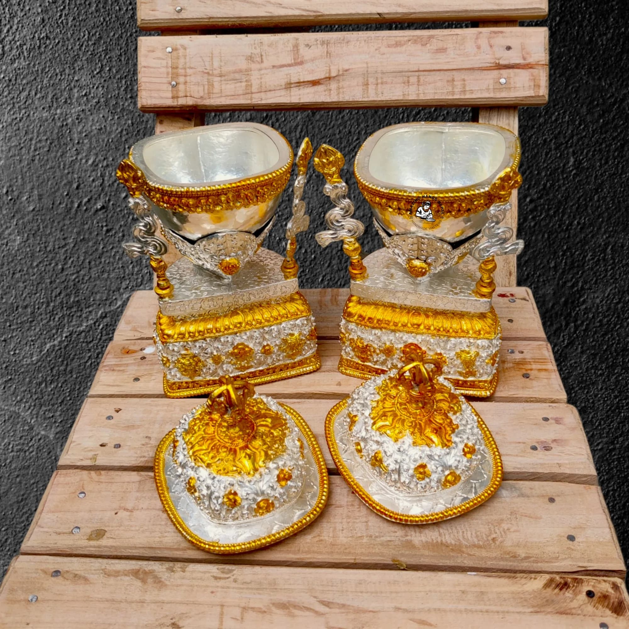Buddhist Tibetan Copper Kapala Ritual Set