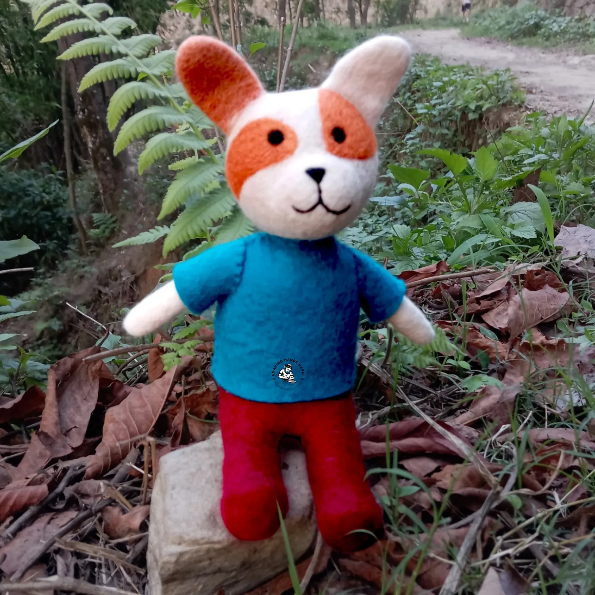 Wool Felted Sitting Dog Toy