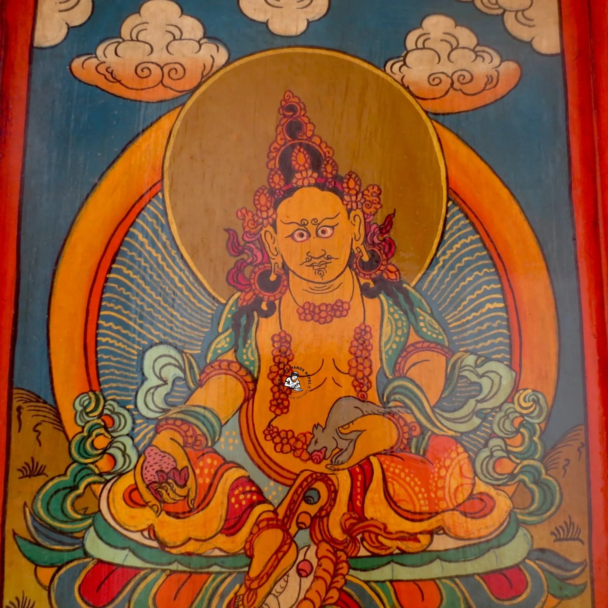 Buddhist Wealth Zambala Wooden Frame
