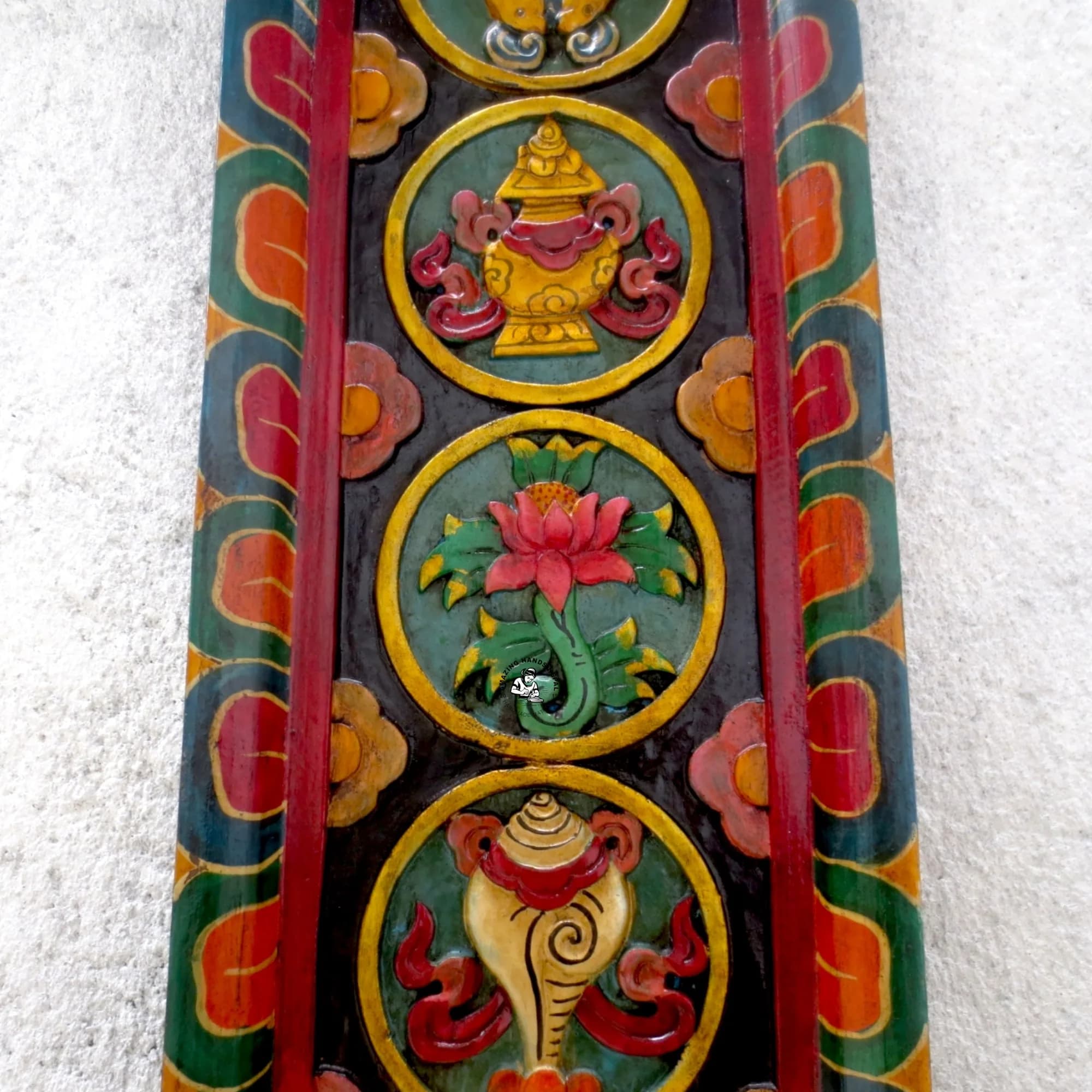 Buddhist Eight Lucky Symbol Wooden Wall Décor