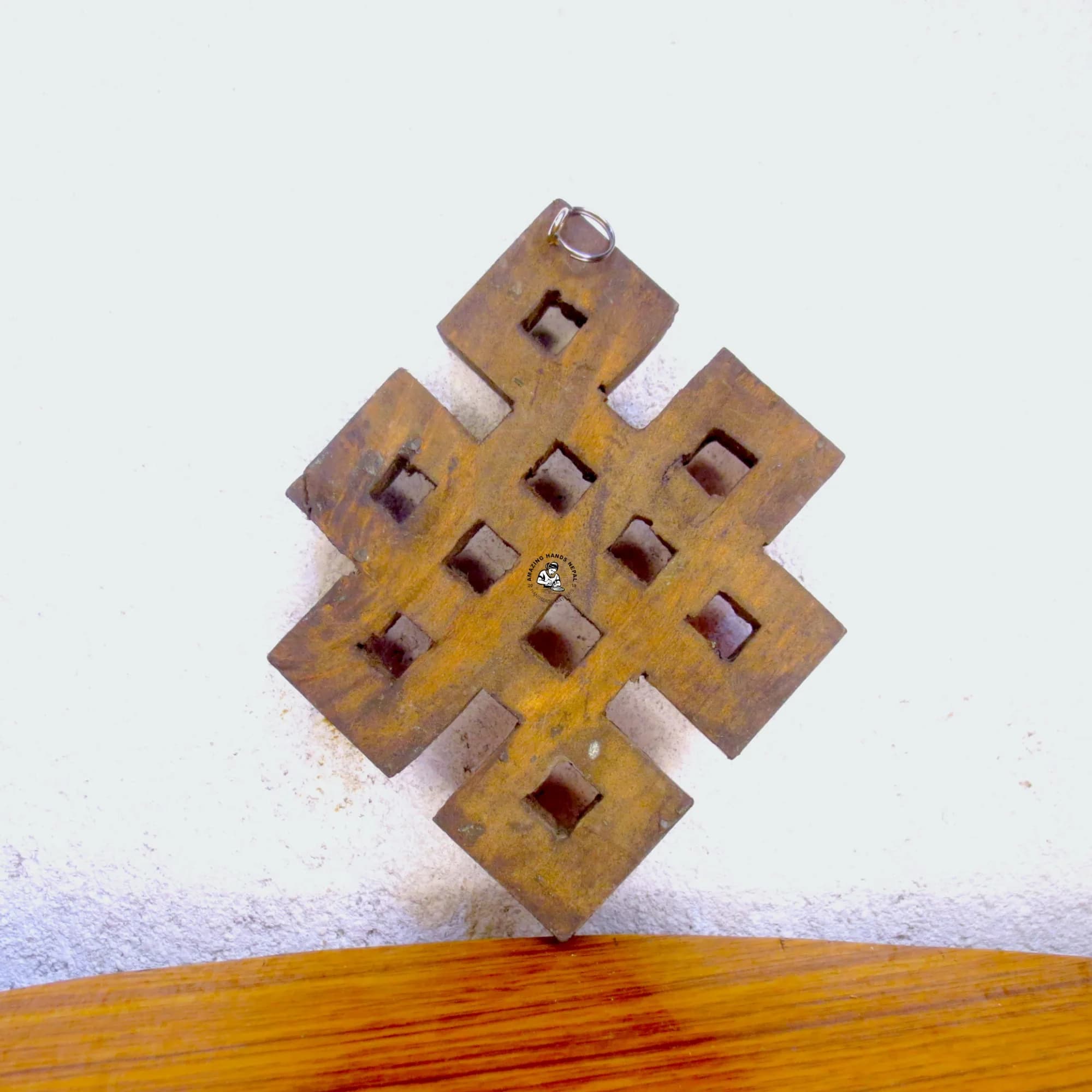 Coral Stone Wooden Endless Knot Wall Hanging