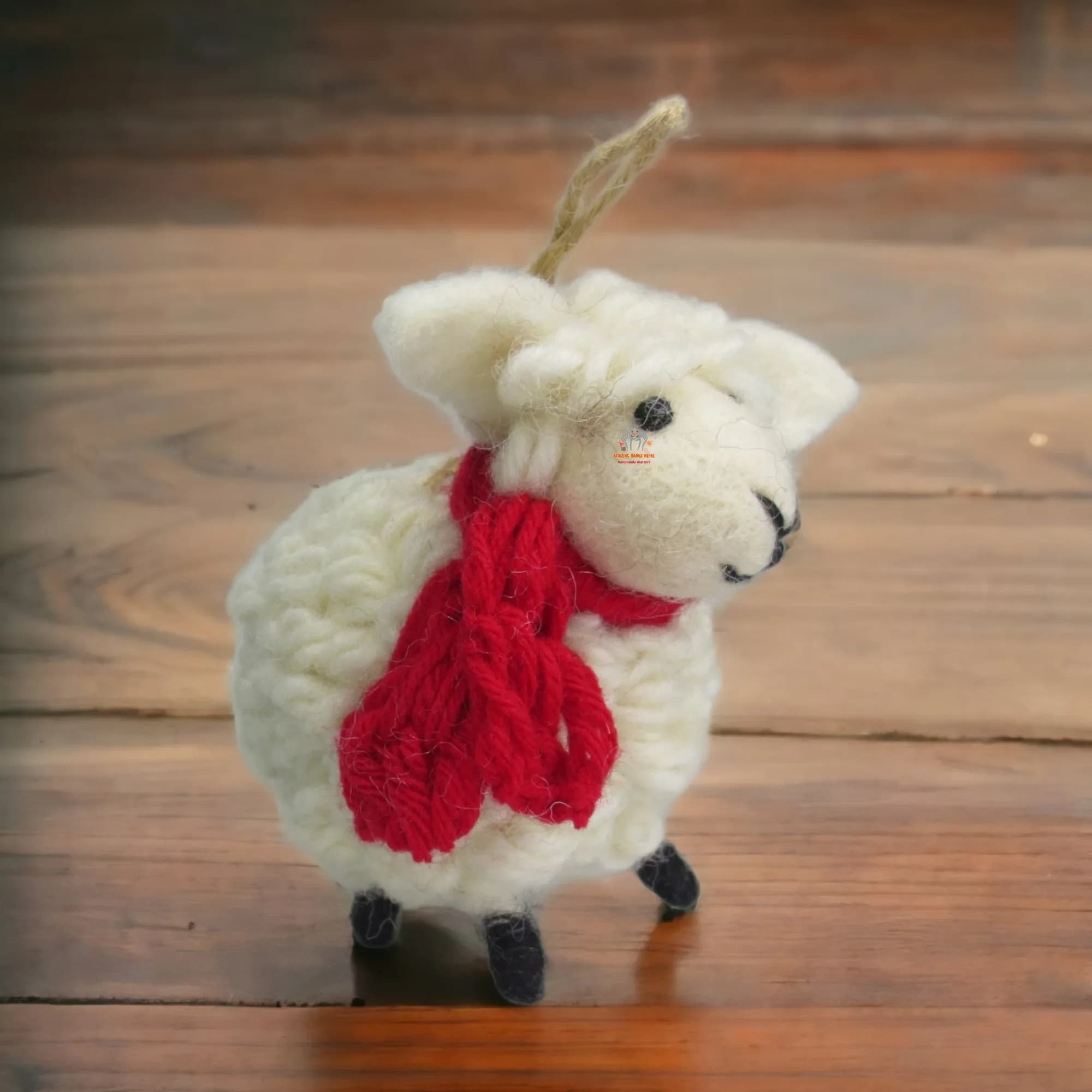 Nepali Artisanal Christmas White Sheep Ornament